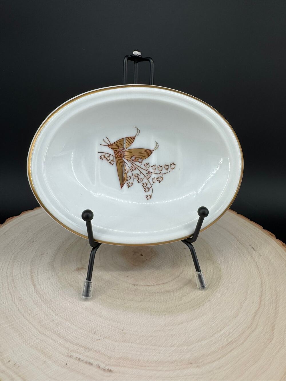 Vintage Lefton China 6124 Soap Dish Butterflies Gold Trim Porcelain Japan